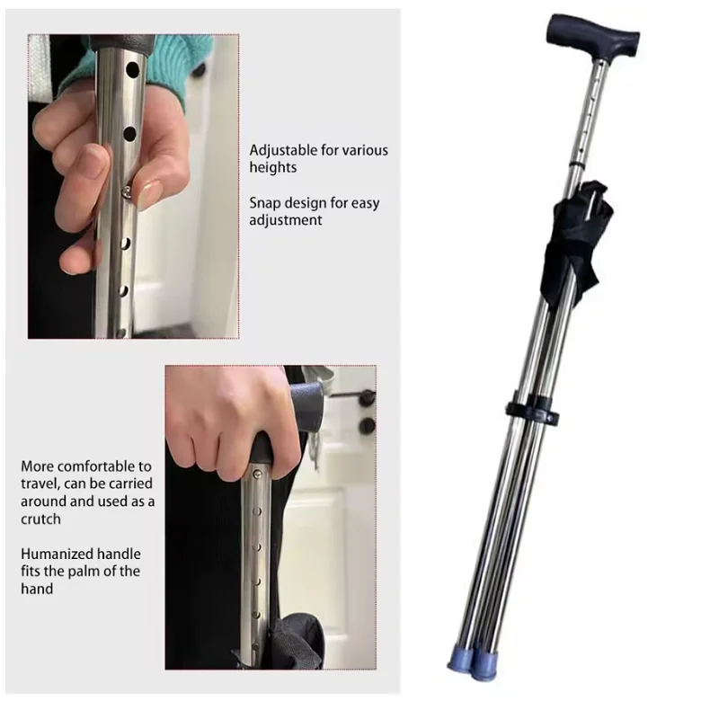 New Telescopic Walking Stick With Seat Adjustable Lightweight Folding Cane Chair for Elderly, Outdoor Hiking Camping Stool