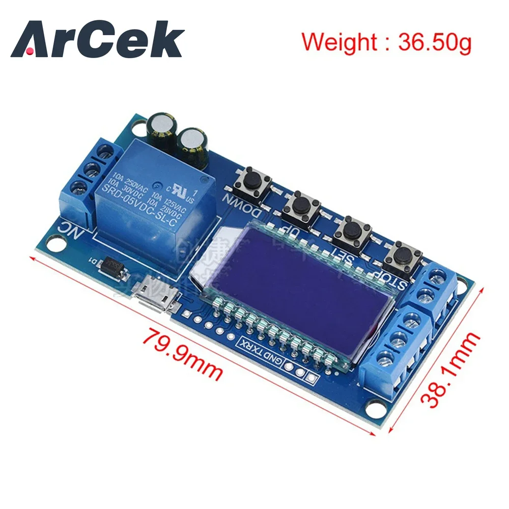 Micro USB Digital LCD Display Time Delay Relay Module DC 6-30V Control Multifunction Timer Switch Trigger Cycle XY-LJ02