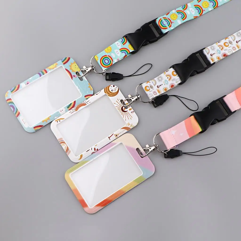 Cute Rainbow Lanyard for Key Neck Strap Lanyard Card Holder Badge Key Chain Key Holder Hang Rope Keyrings Accessories for Women