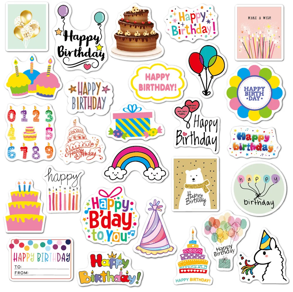 27pcs Cake Party Birthday Stickers For Laptop Scrapbook Ipad Phone