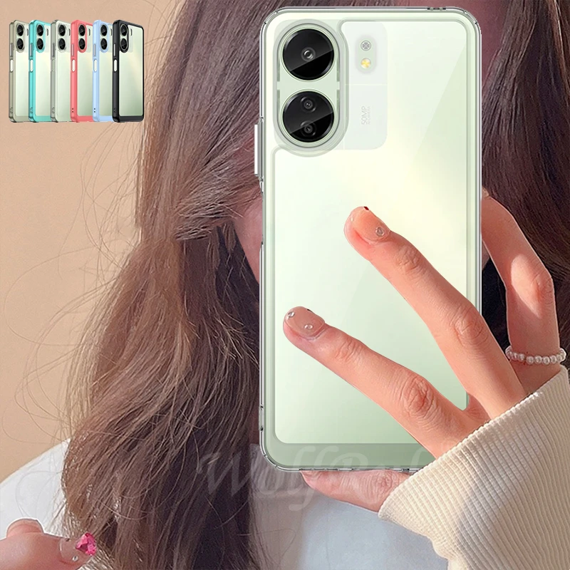 

For Xiaomi Poco C65 Case Cover Poco C65 Capas New Shockproof Back Bumper Armor Hard Clear Transparent Colour For Fundas Poco C65