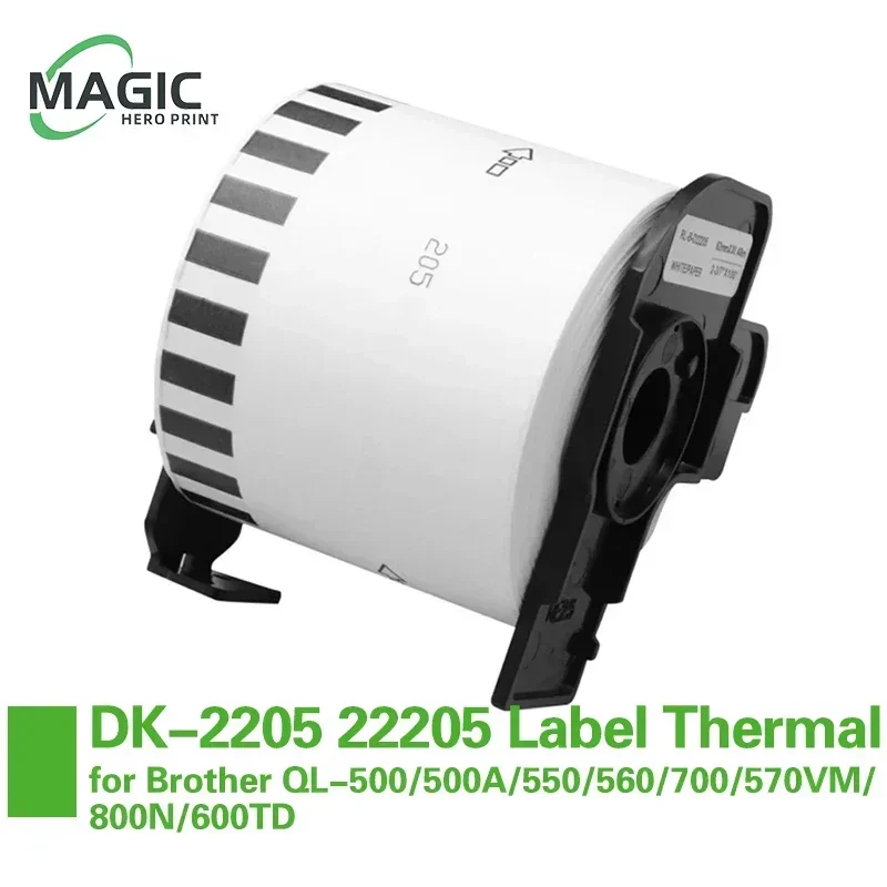 Dk-2205 22205 Etichetta Carta Termica 62Mm X 30.48M Lunghezza Continua Per Brother Ql-500/500A/550/560/700/570Vm/800N/600Td