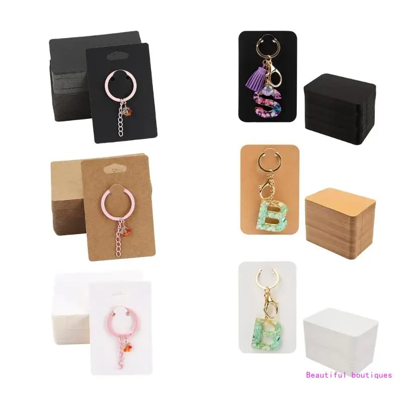 50xKeychainPackagingCardstockHolderforDisplayingKeyringBrownPaperJewelryKeychain