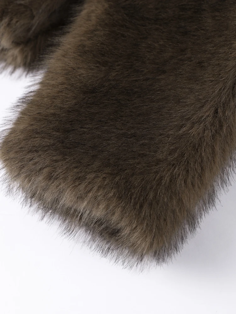 Revers Pelzigen Oversize Faux Pelzmantel Frauen Vintage drehen-unten Kragen Langarm Lose Anliegende Kurze Mäntel Mode Damen oberbekleidung – Detail 26