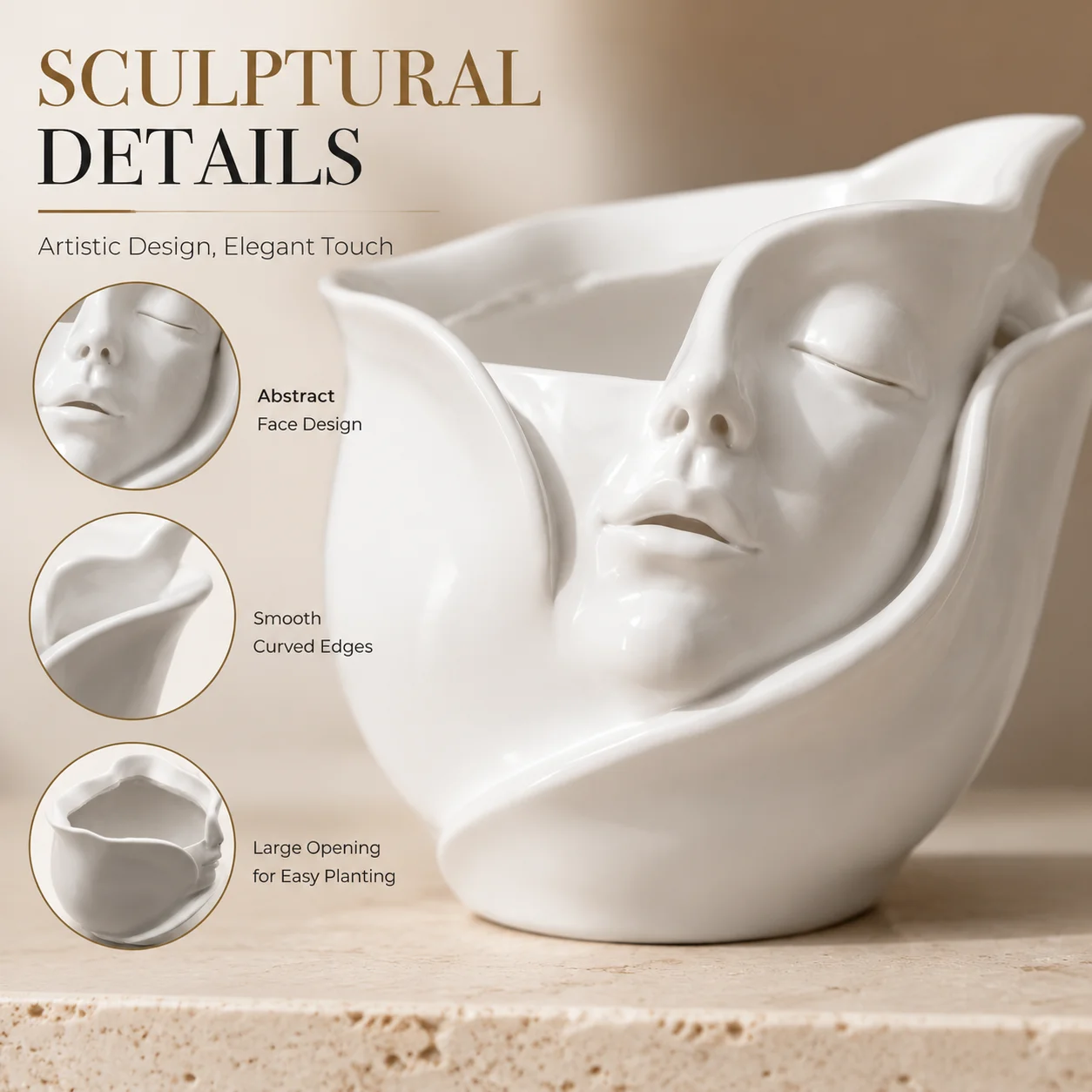 Elegant Resin Portrait Face Pot - Modern Aesthetic Desk & Home Decor