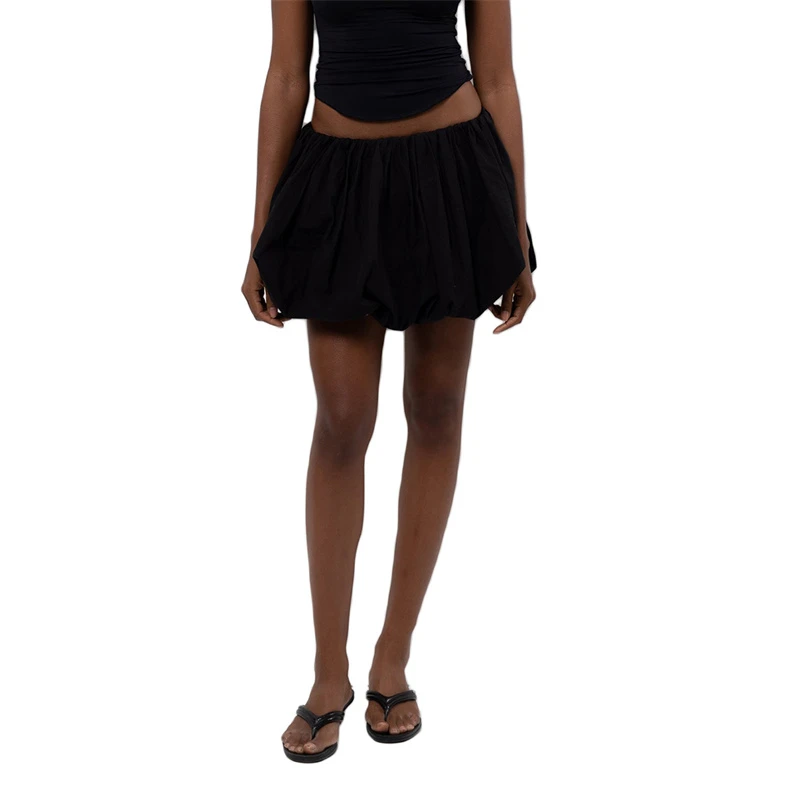 Bud Skirt 2000s Women Solid Color Elastic Waist Loose Fitting Short Mini Skirt y2k Going Out Party Skirts Streetwear