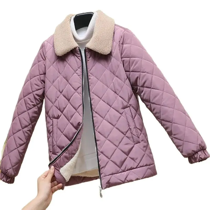 

Зимнее Новое Женское хлопковое пальто, короткая одежда с добавлением бархата, толстая хлопковая одежда, Женская куртка из искусственной овечьей шерсти