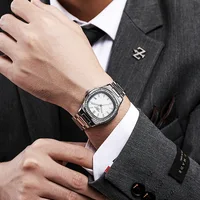 2024 Luxury Fashion Casual Men Watches Big Dial Silver Stainless Steel Calendar Quartz Wristwatch Classic Top Brand Male Clock 5