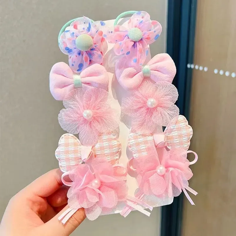 10 Pcs/1 Sets Kids Bow Hair Accessories For Girls Flowers Modeling Hair Clips Hairpin hair accessories