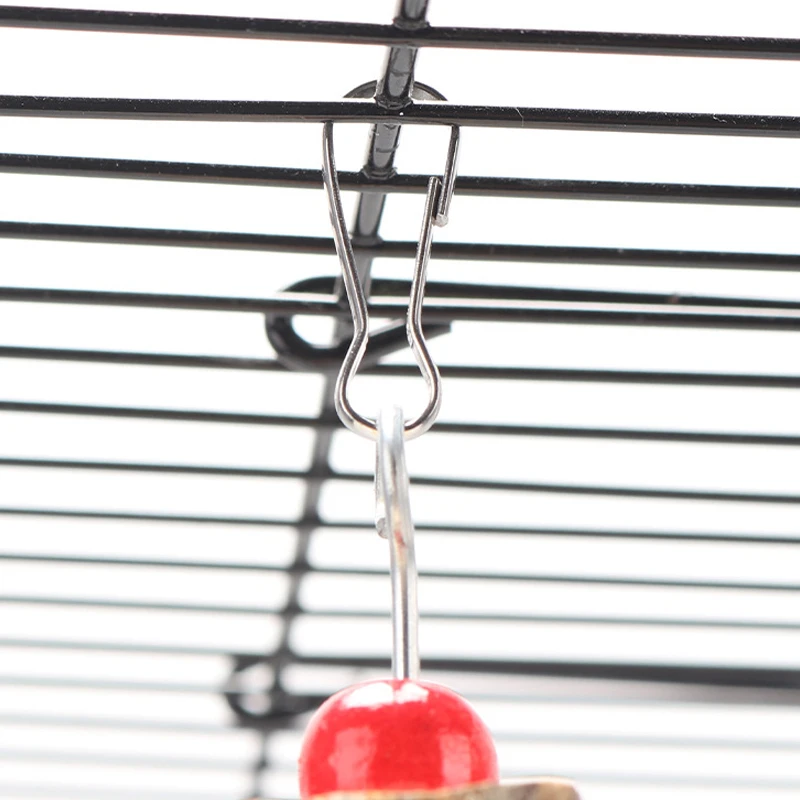 Bird Toys S/M/L For Parrot Chew Bite Hanging Cage Decoration Beak Grinding Colorful Wooden Toy with Bell Birds Supplies