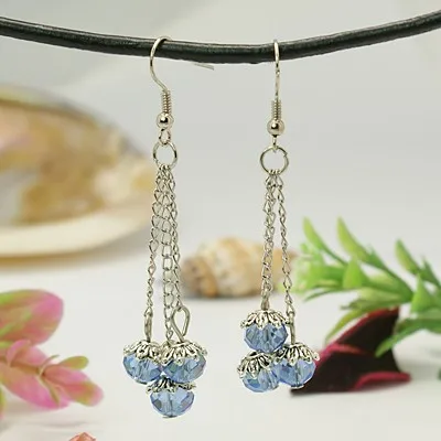 Kissitty 30 Pairs Stylish Tibetan Style Chandelier Earrings For Women Glass Beads Iron Chains Earring Hooks Jewelry Findings