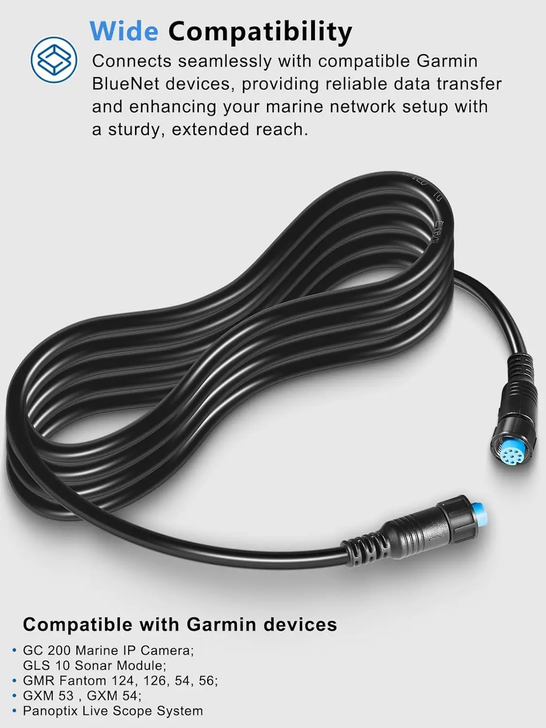Garmin GC 200 GMR Fantom 124/126 Panoptix LiveScope 010-12528-30 해양 네트워크 케이블용 BlueNet 네트워크 케이블 커넥터