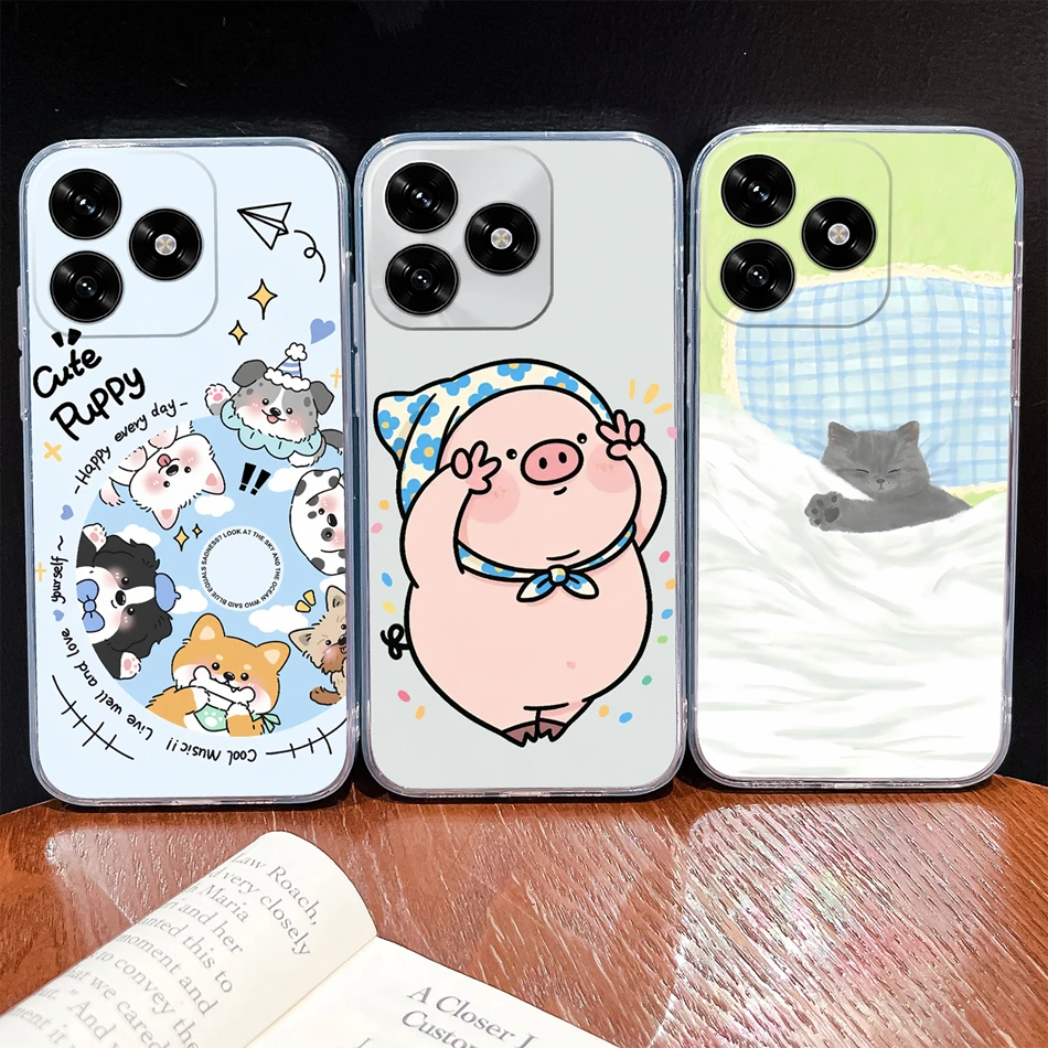 Lovely Animal Cartoon Soft Clear Silicone Phone Case - Lightweight and Durable Cover