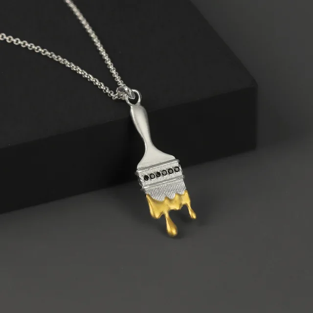 Oil Painting Brush Silver Pendant Necklace - Image 4