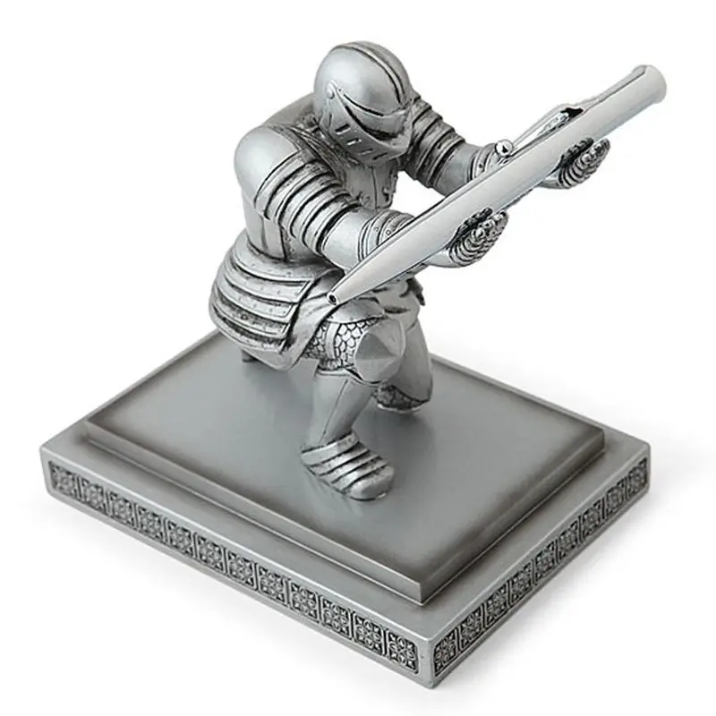 Knight Pen Holder Cool Pen Stand for Office Desk Organizers Home Decoration Resin Pencil Holder with Base for Men as Gift 1 piece cute cable organizers holder clips for desktop cord management office home organizer