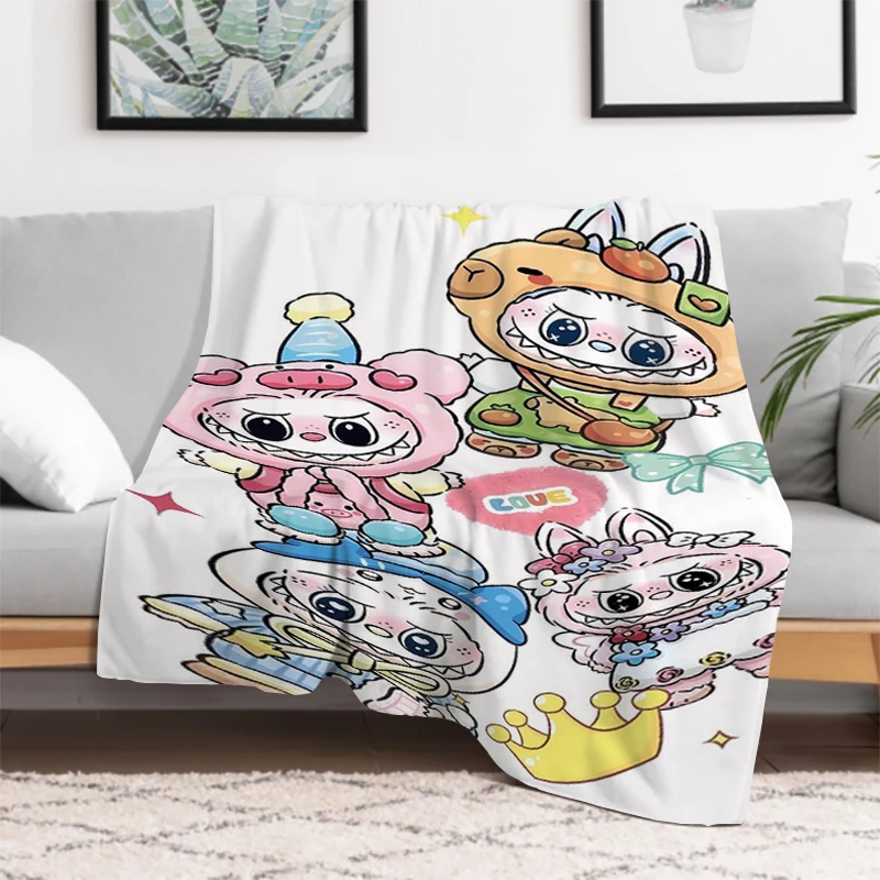 Cute Labubu Throw Blanket Bed Blankets for Decorative Sofa Downy Luxury Designer Bedding Soft Plaid With Print Throwing King Lid 2