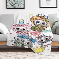 Cute Labubu Throw Blanket Bed Blankets for Decorative Sofa Downy Luxury Designer Bedding Soft Plaid With Print Throwing King Lid 2