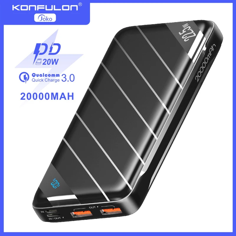 

Powerful Power Bank 20000mAh LCD Display External Battery Large Capacity 22.5W Fast Charge Portable Powerbank for iPhone Xiaomi