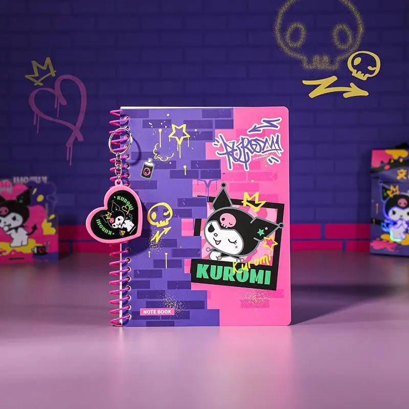 

New Sanrio Animation Kurome A5 Coil Notebook Cartoon Cute Notebook Horizontal Notes Student Projection Book Coloring Page Gift