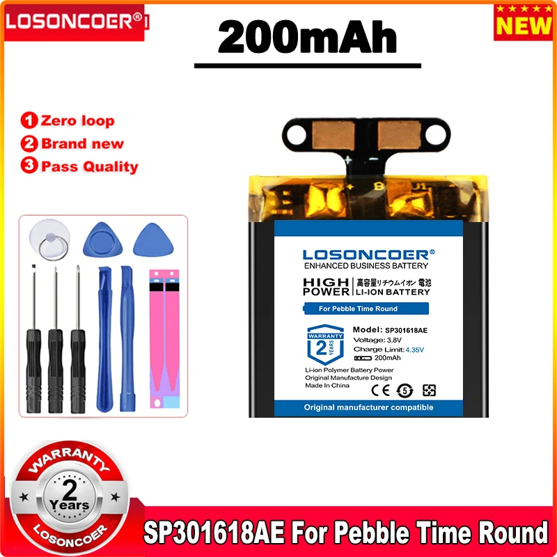 

LOSONCOER 200mAh SP301618AE Battery For Pebble Time Round Watch