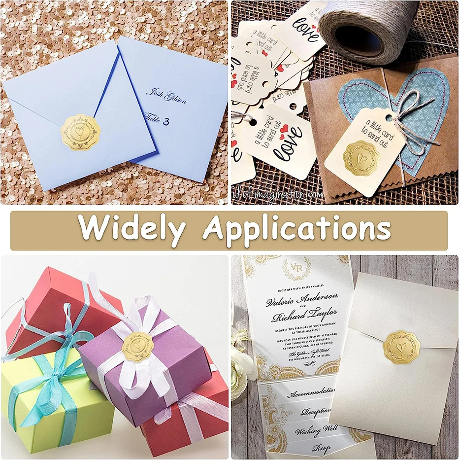 Gold Envelope Stickers Embossed Heart Seal Stickers 100pcs For Postcards Invitations Card Gifts Decoration Self Adhesive Sticker,envelope stickers
