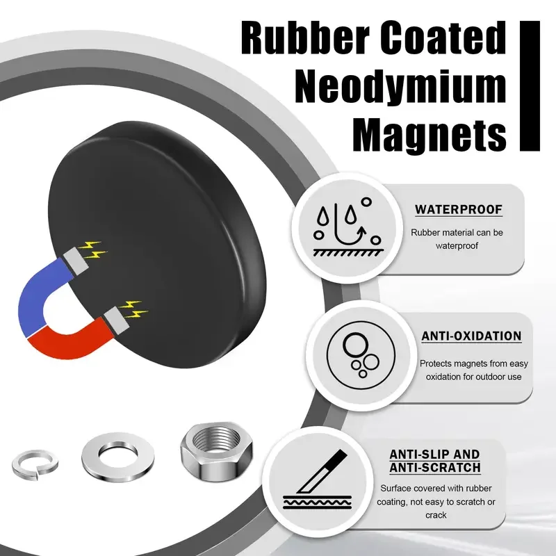 STP Rubber Coated Magnets Neodymium Magnet Base Non-Slip Strong Mounting Magnet for Fixing Lights Cameras Cars Earth Magnet 2