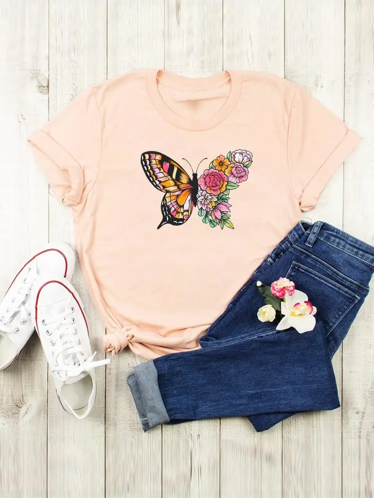 

Flower Butterfly 90s Trend T-shirts Women Clothing Cartoon Shirt Female Short Sleeve Fashion Summer Graphic Tee Print T Top