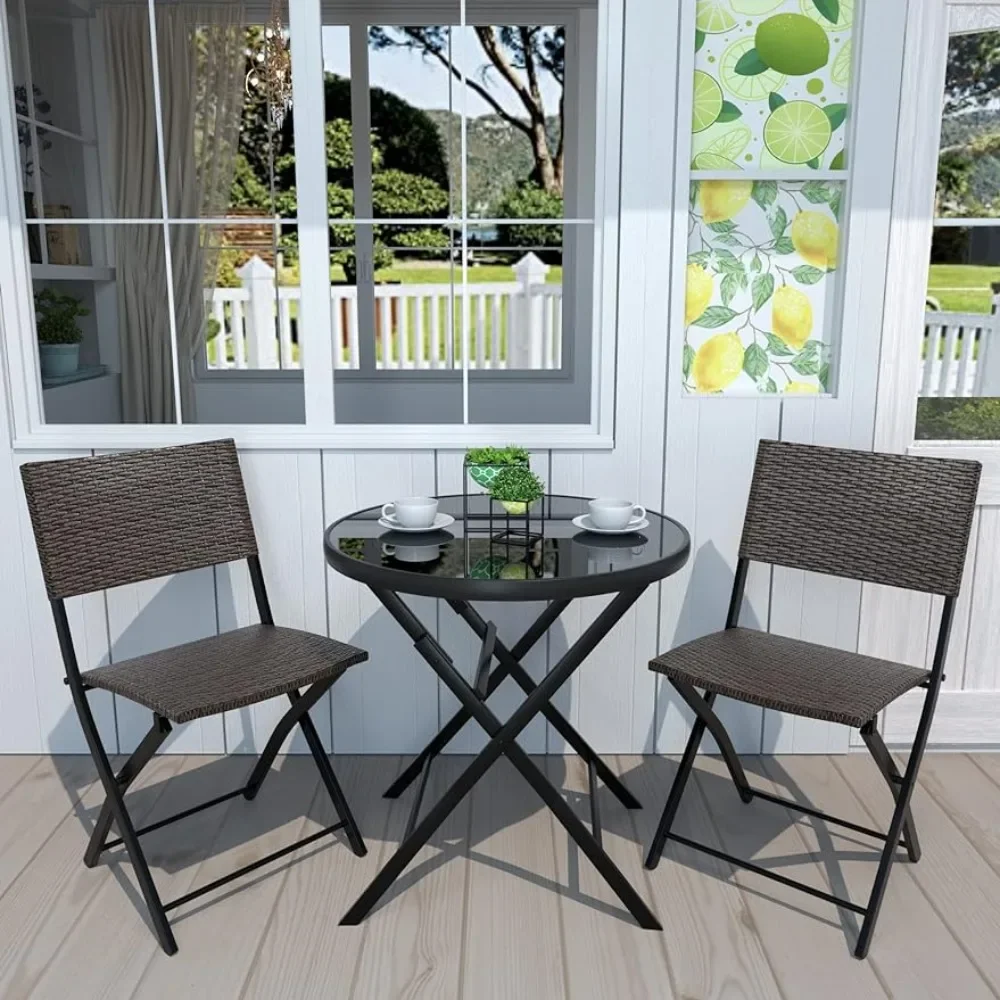 

3 Pieces Outdoor Patio Bistro Set Backyard Garden Furniture Set Balcony Porch Table Chairs Terrace Chair