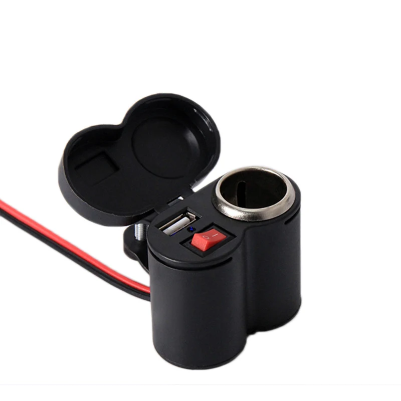 

2 In 1 Motorcycle Car Boat 12V Usb Power Port Charging Socket Cigarette-Lighter For Motorbike