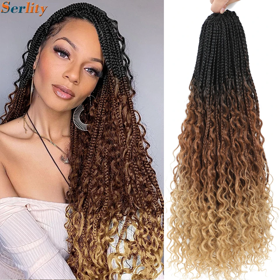 24 inch bohomian goddess box braids crochet hair t30 boho braids long crochet box synthetic hair extensions braiding
