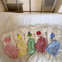 Ensemble pyjama en coton pour bébé, sans manches, vêtements de nuit pour bébé, dessin animé, vêtements de maison, été 2