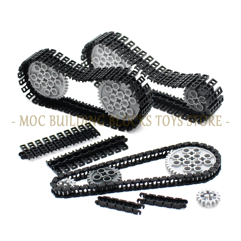 Building Blocks Technology Parts 3711 24375 57518 57519 Building Block Brick Link Tread Sprocket Tanks Tracks Rivets