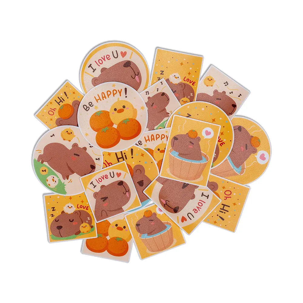 18pcs Cute Capybara Sticker Pack Animal Themed Square, Vertical and Round Stickers Decals for Journals
