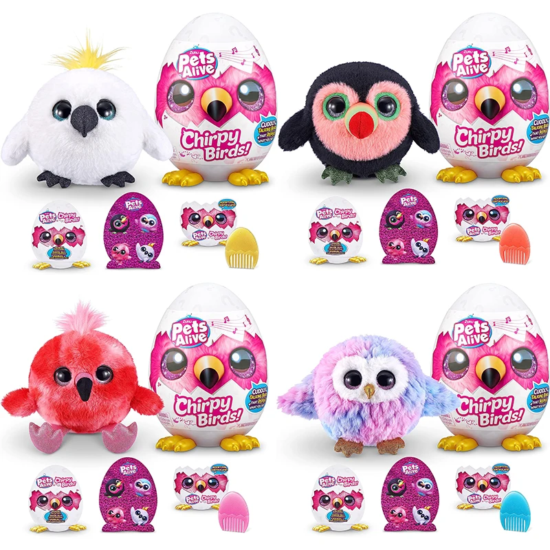 

Original Zuru Pets Alive Chirpy Birds Interactive Toy Electronic Pets Soft Plushies Surprise Egg Puppy Animals Plush Girl Toys