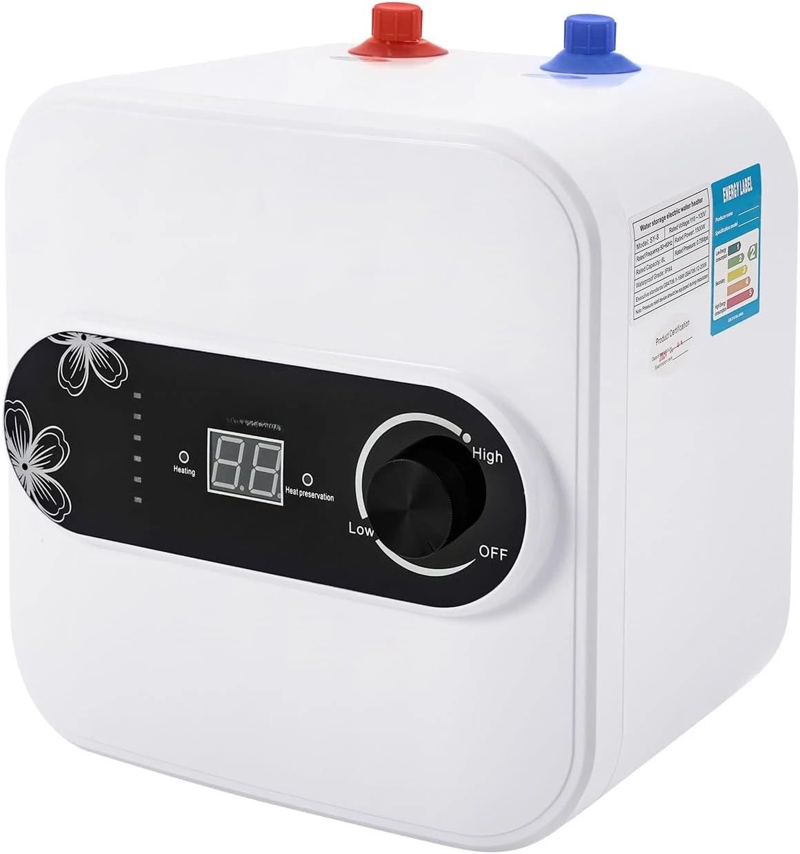 2갤런 미니 전기 언더싱크 온수기 110V/220V 1500W 즉시 사용 가능한 순간 온수기 (욕실, RV, 캐비닛용)