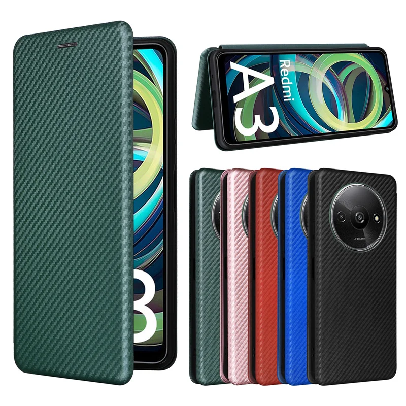 For-Xiaomi-Redmi-A3-23129RN51X-Cover-Luxury-Flip-Ultra-Skin-Carbon ...