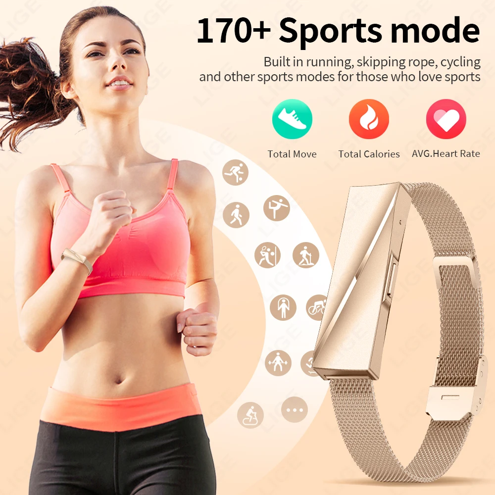 LIGE No Screen Smart Watch Woman Sport Fitness Heart Rate Monitor Bracelet 1ATM Waterproof New Smartwatch For Andrio IOS Fashion
