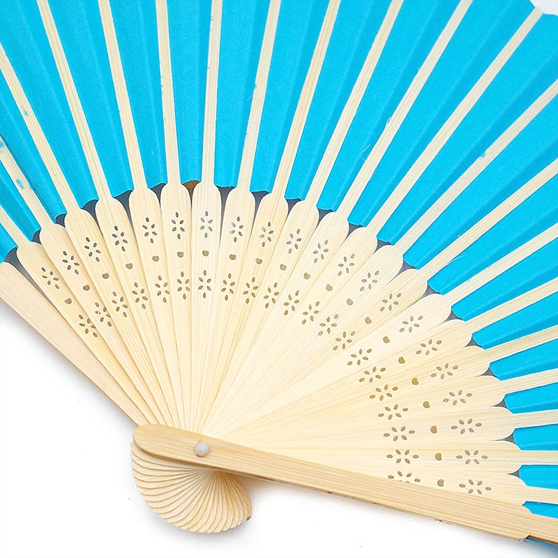 Folding Fan Hand Held Paper Folding Party Decorative Fashionable Simple Decorative Blank Candy Colored can DIY