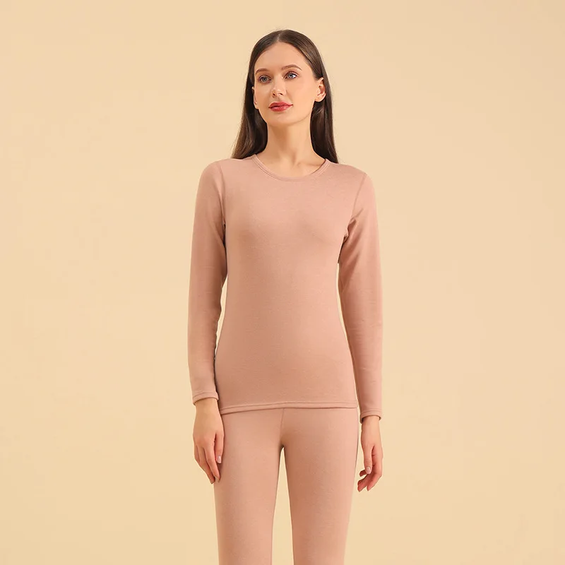 Autumn and Winter New Women's Double-Sided Milled Wool Thermal Underwear Qiu Yi Qiu Pants Female Wool Silk Bottoming Shirt
