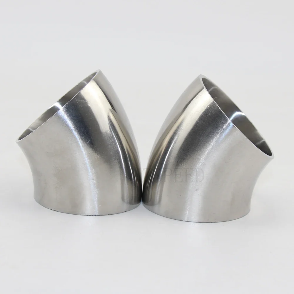 Steel Pipe Sanitary Butt Weld Elbow 51 mm 57 mm 63 76 OD 304 stainless steel 45 degree polished