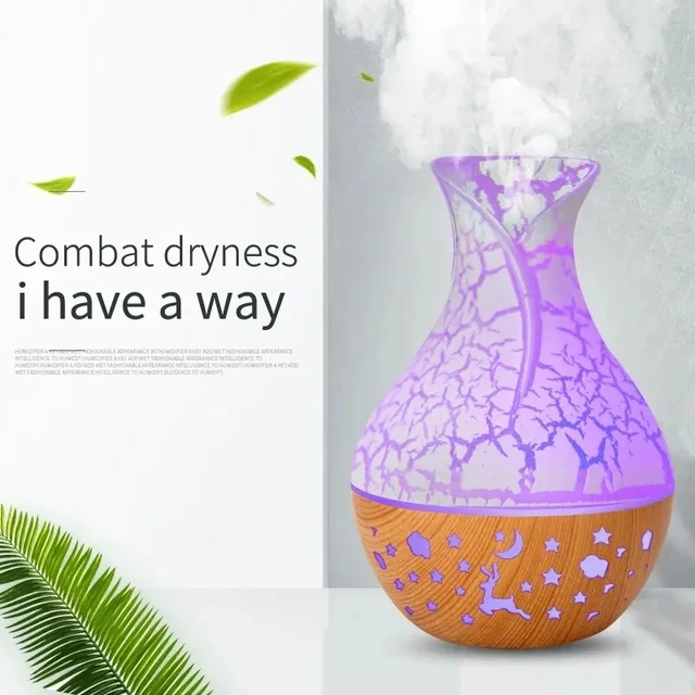 Wood Grain Aroma Diffuser 7 LED Color Humidifier 400ml Capacity Ultrasonic Air Humidifier USB Cool Mist Humidifier for Home 5