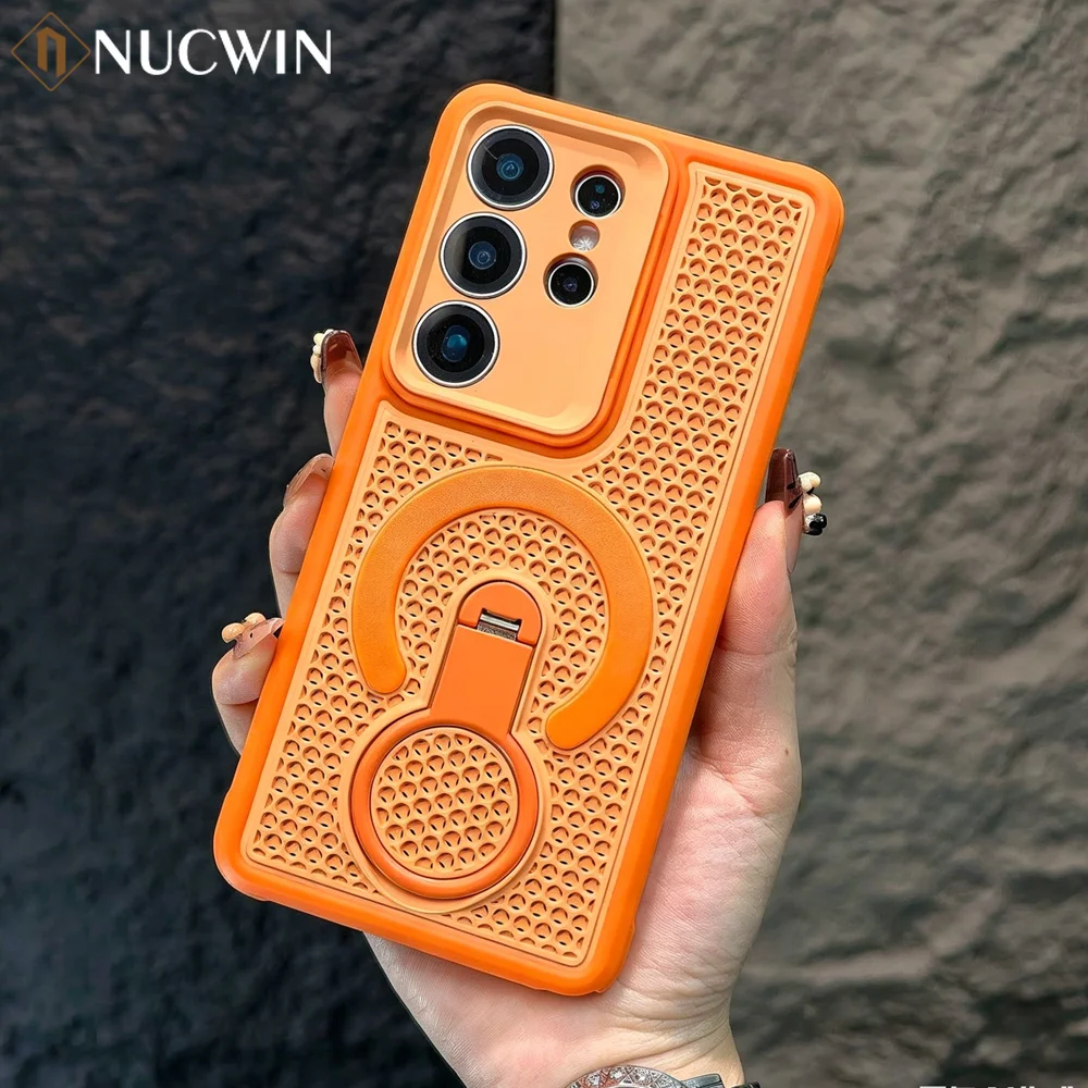 Summer Heat Dissipate Rotatable Bracket Case with Hollow Cooling Anti-Slip Cover
