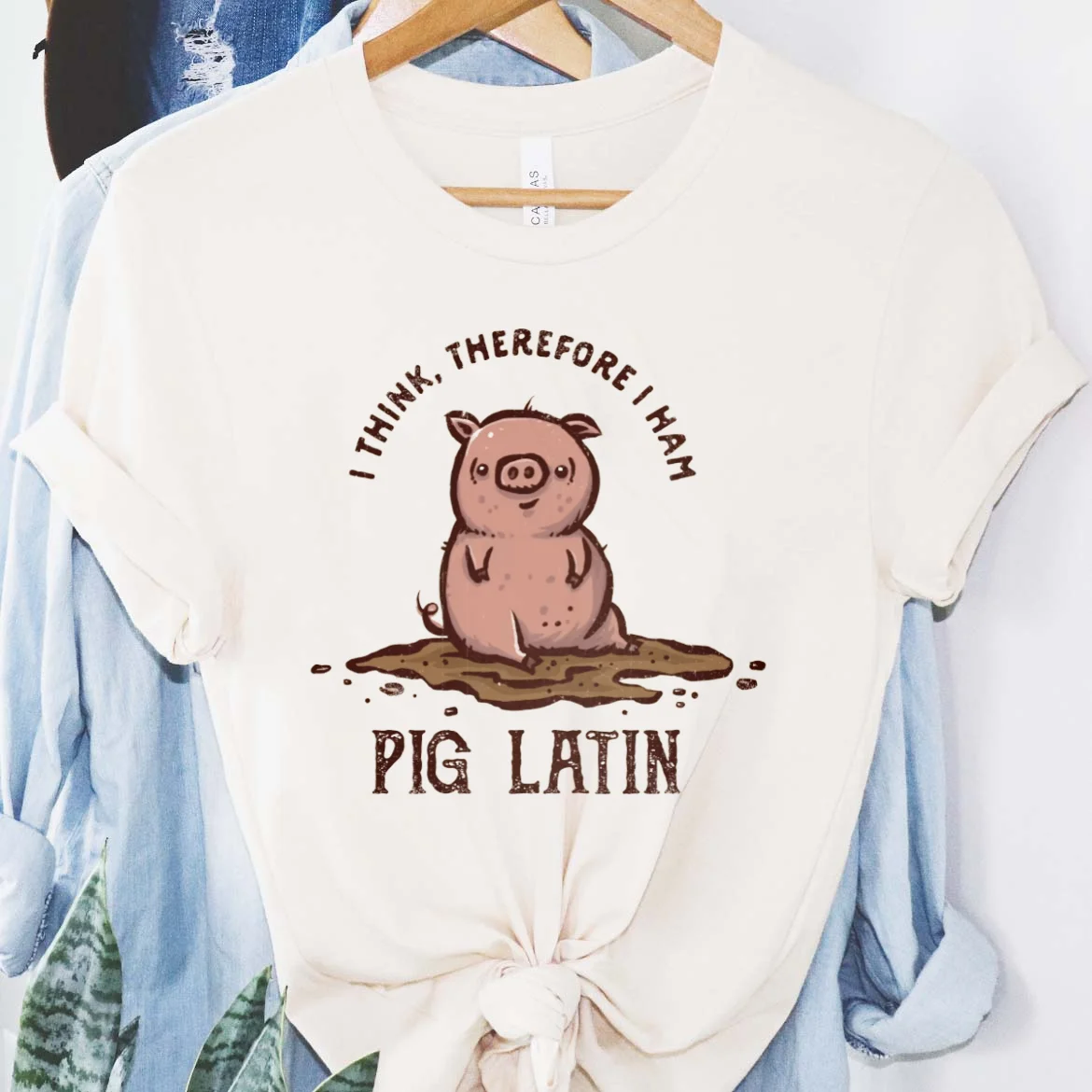 

Casual Watercolor Style Trend Cute Pig Pattern T-Shirt Clothing Women's Printed T-Shirt Top Fashion Casual Short Sleeved T-Shirt