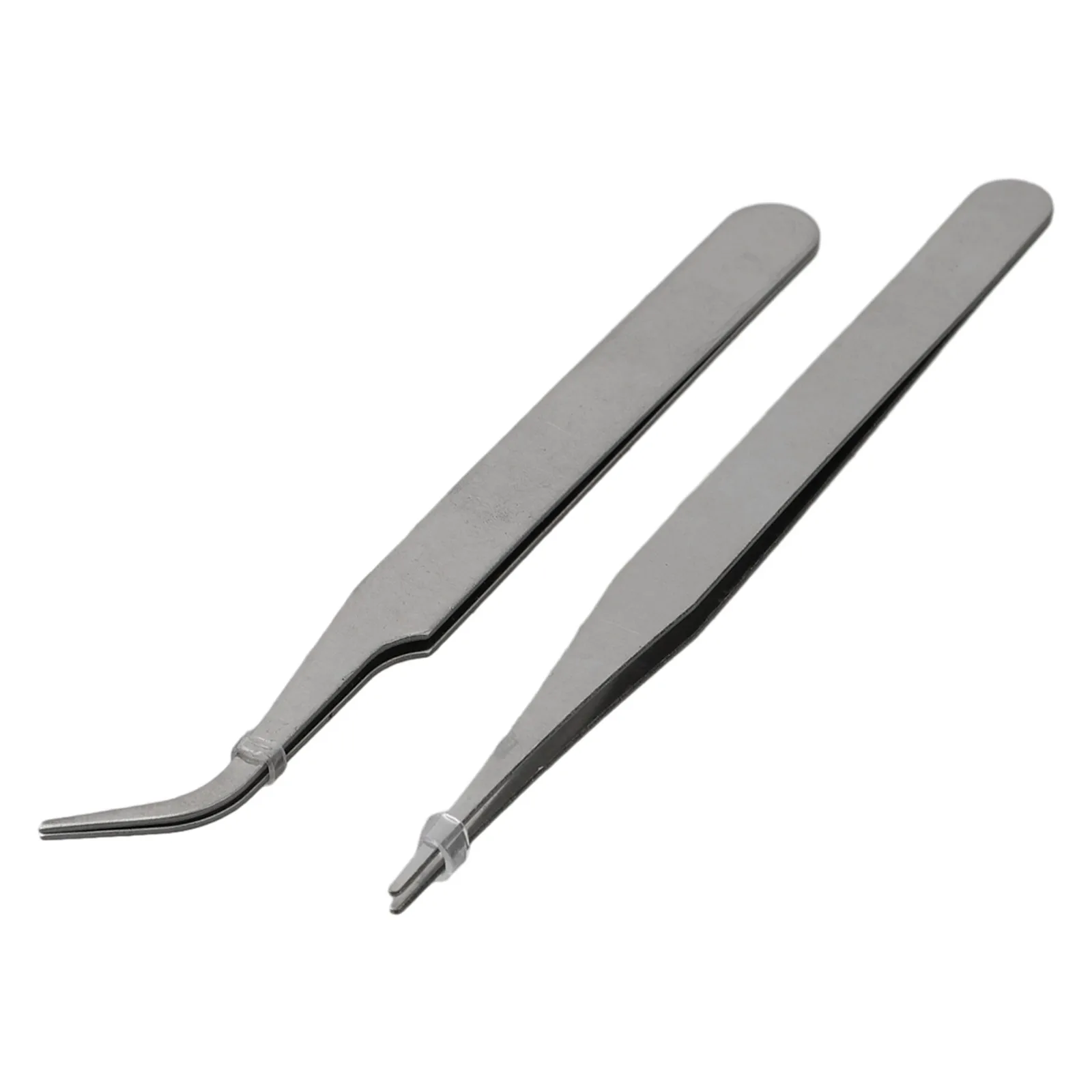 Tip Tweezers 2pcs Tweezers Anti-magnetic Curved Straight Dismantling Hand Tool Set Mini For Picking Up Parts
