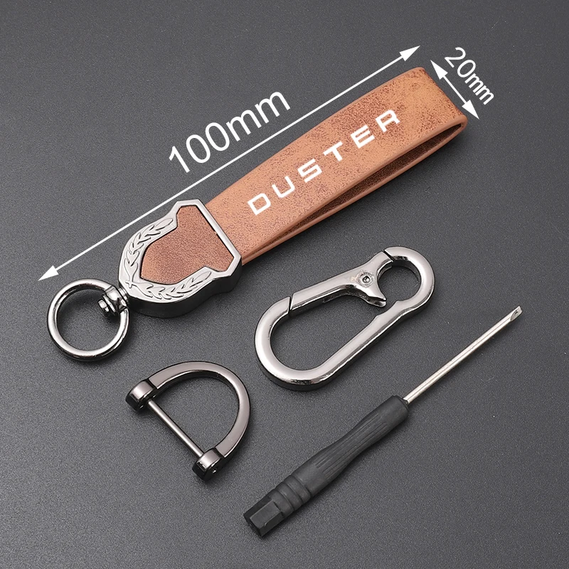 High-grade leather Ultra-clear printing High-quality key chain Keychain For RENAULT DUSTER car accessories