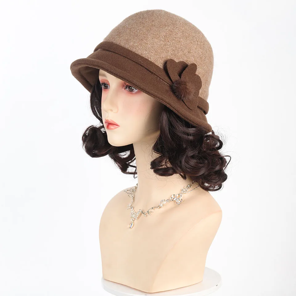 Synthetic Woolen Fisherman Hat Wig for Autumn Winter