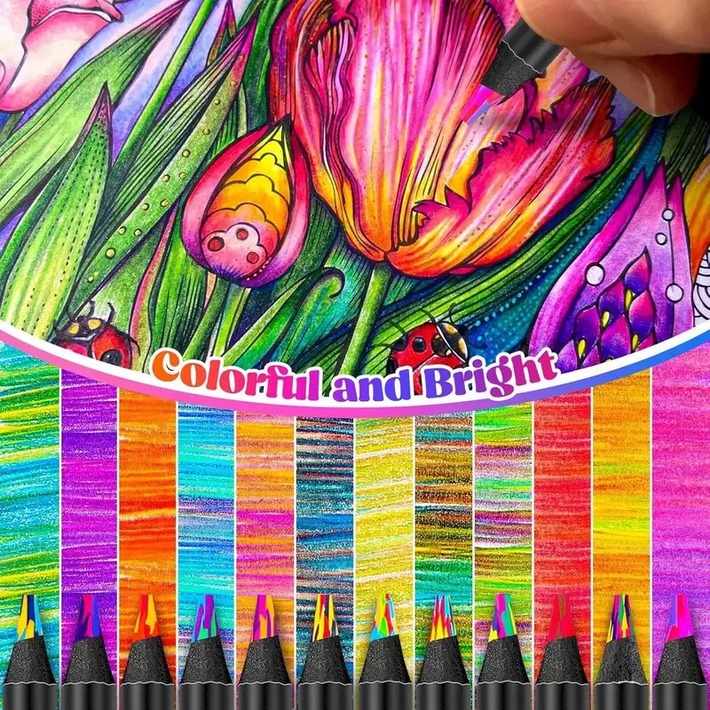12/24/36 Stück Jumbo-Buntstifte mit Regenbogen-Farbverlauf – lebendige mehrfarbige Holzstifte für Erwachsene, perfekt zum Zeichnen – Detail 9