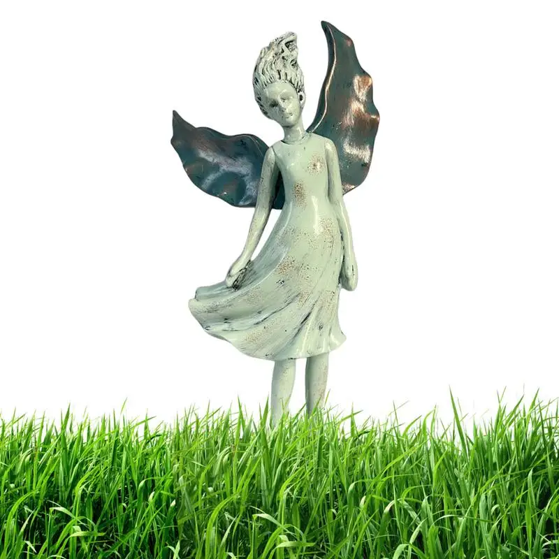 

Цветочная сказочная скульптура с крыльями для сада, ландшафтный двор, художественное украшение, статуэтка из смолы для улицы, статуэтка ангела, подарки для рукоделия