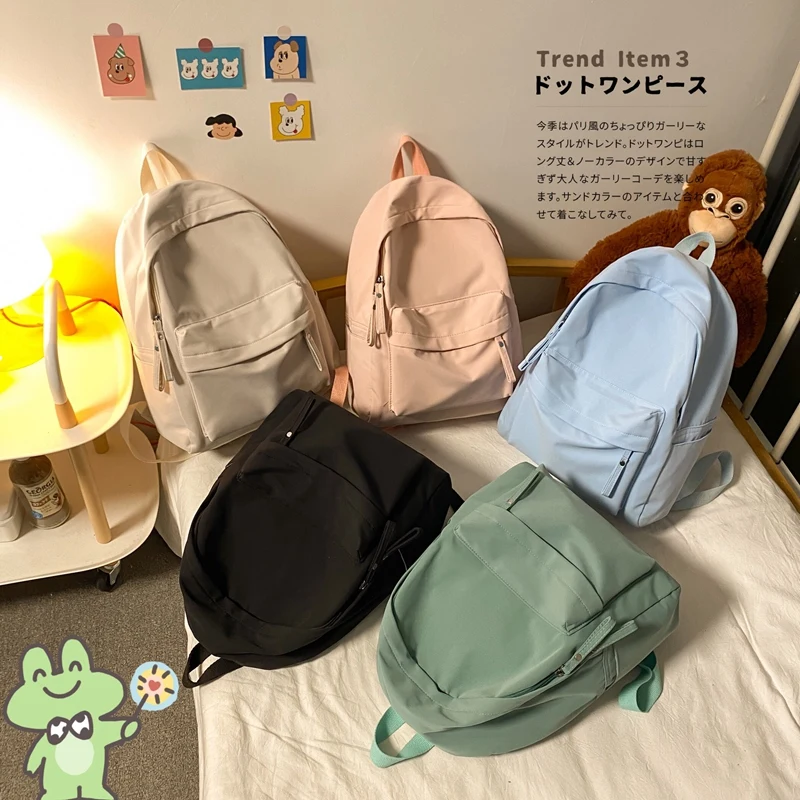 classy sling bags Simple Solid Color Backpack Women 2022 Waterproof Nylon School Bags For Teenager Girls Bookbag Lady Travel Backbag Shoulder Bag Stylish Backpacks best of sale 