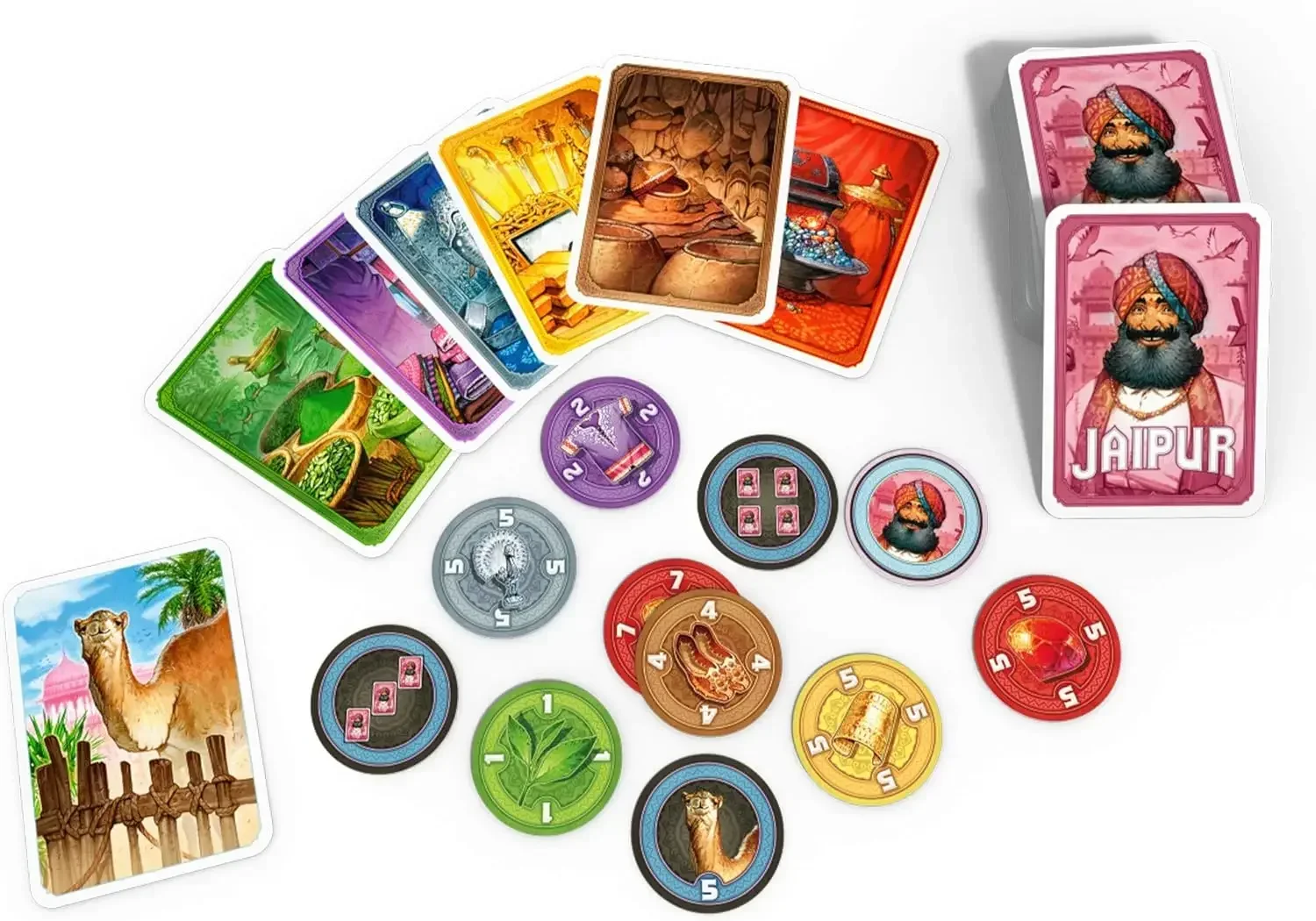 Jaipur board game - strategic trading game suitable for children aged 10 and above, 2 players, 30 minutes of game time, space co 4